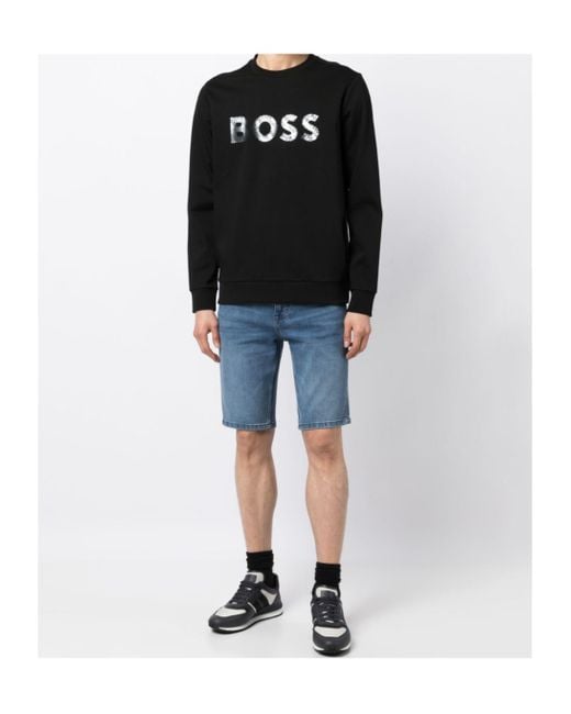 Boss Black Logo-Patch Long-Sleeved Cotton Sweatshirt for men