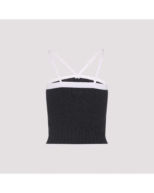 Prada Black Sleeveless Knitted Top