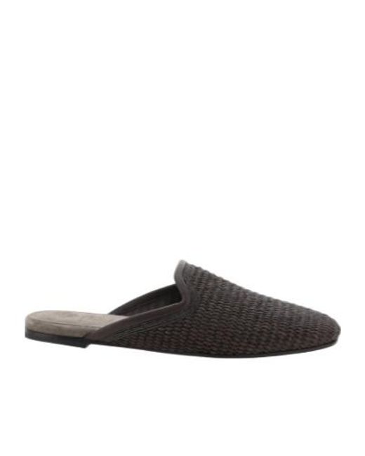 Brunello Cucinelli Brown Monili-Embellished Raffia Slippers