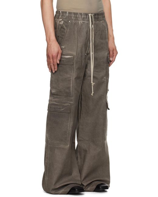 Rick Owens Gray Double Cargo Jumbo Drawstring Pants for men
