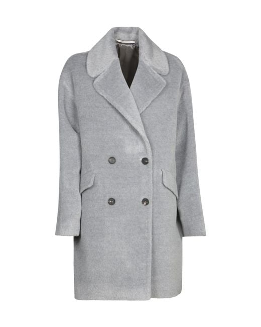 Tagliatore Gray Double-Breasted Coat
