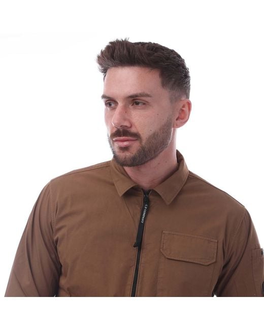 C P Company Brown Casual Long Sleeve Shirt for men