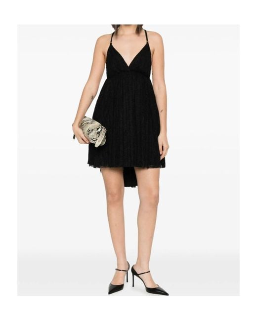 Elisabetta Franchi Black Lace Asymmetric Mini Dress