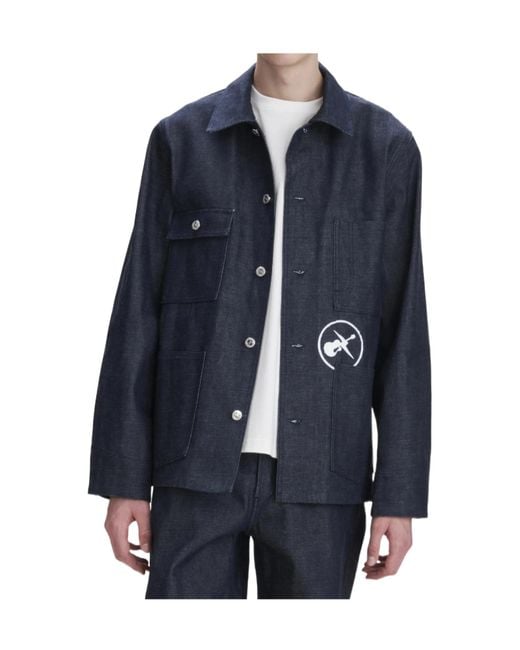 A.P.C. Blue Logo-Detail Chest-Pocket Shirt Jacket for men