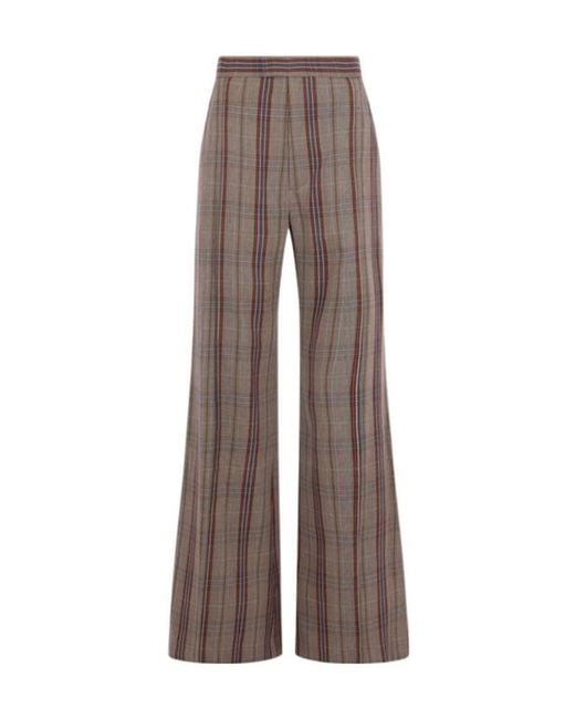 Vivienne Westwood Brown Checked Wide-Leg Trousers