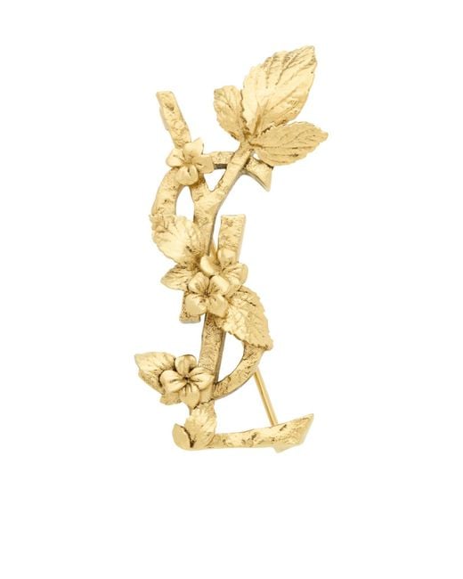 Saint Laurent Metallic Hydrangea Brooch