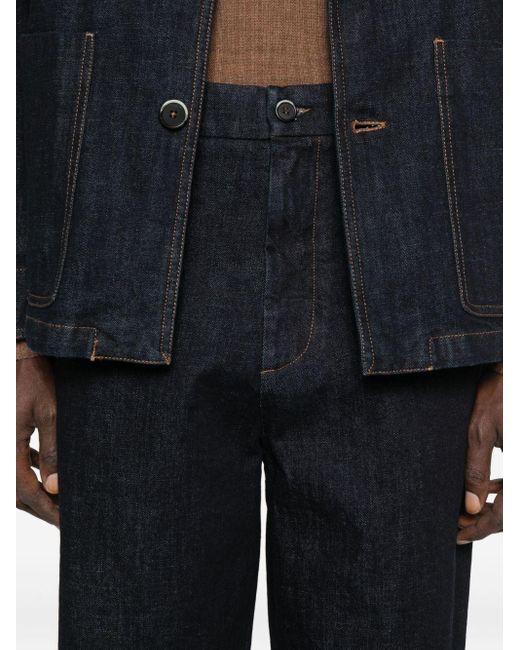 Barena Blue High-Waisted Straight-Leg Jeans for men