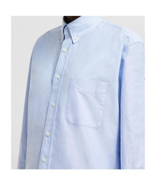 Moncler Blue Long Sleeve Oxford Cotton Shirt