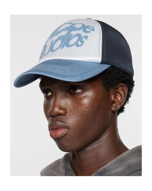 Acne Blue Flocked-Logo Mesh Hat for men