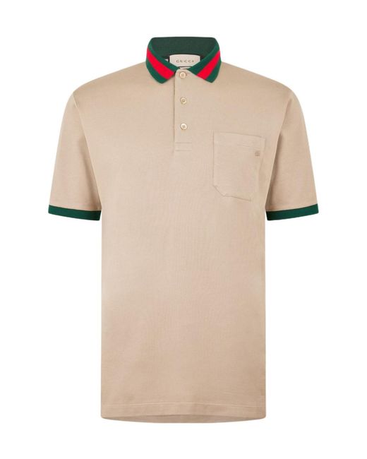 Gucci Natural Short-Sleeved Polo Shirt for men