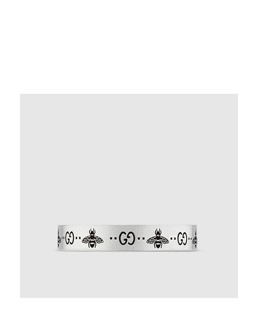 Gucci White Gg-Engraved Ring