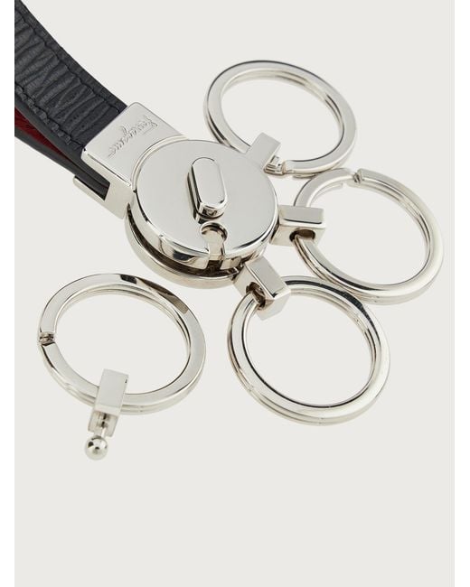 Ferragamo White Ferragamo Logo Engraved Keyring for men