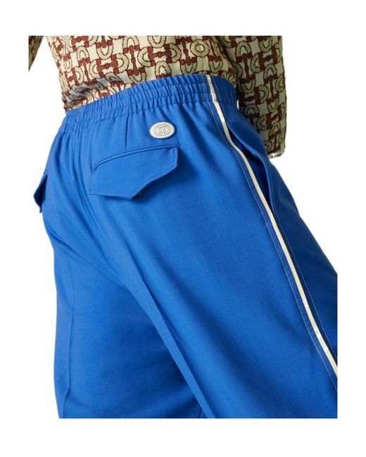 Gucci Blue Interlocking G Wide Leg Pants for men