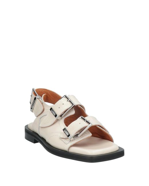 Ganni Natural Leather Square-Toe Sandals