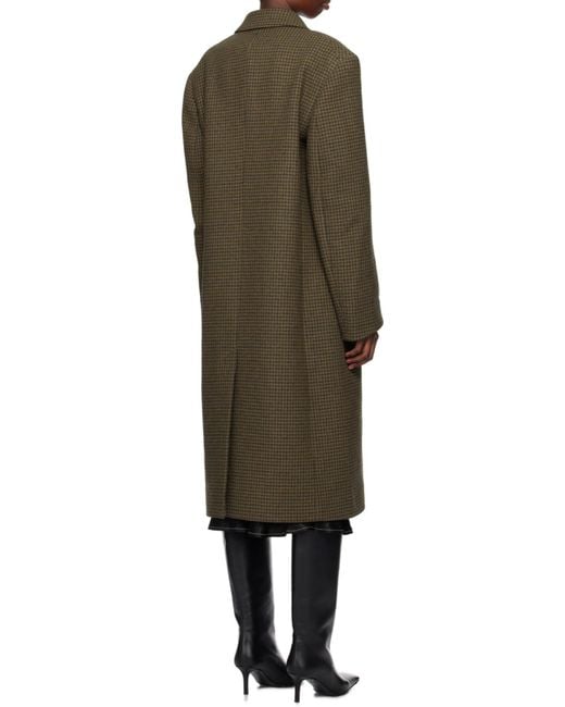 Acne Green Double Breasted Logo Patch Coat
