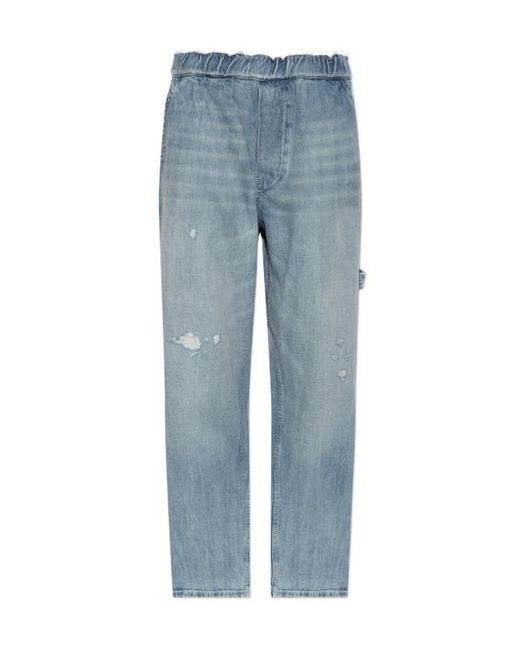 MM6 by Maison Margiela Blue Distressed Wide-Leg Jeans