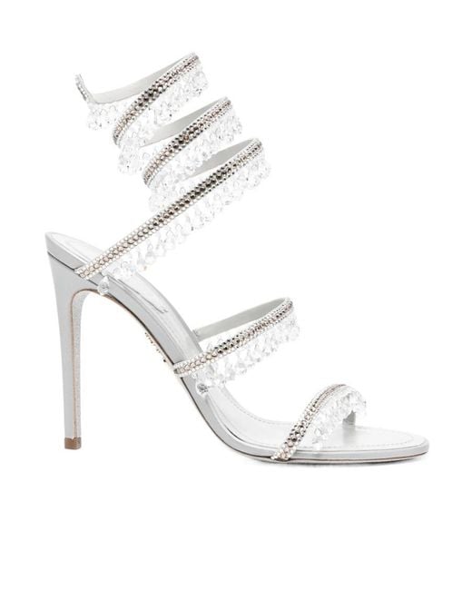 Rene Caovilla White Stiletto High Heel Sandals