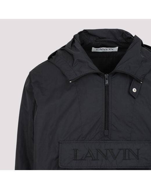 Lanvin Black Logo-Embroidered Windbreaker Jacket for men