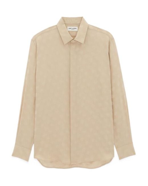 Saint Laurent Natural Dotted Long-Sleeved Shirt for men