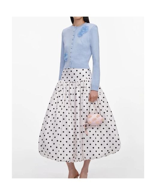 Self-Portrait Blue Floral Appliqué Cropped Cardigan