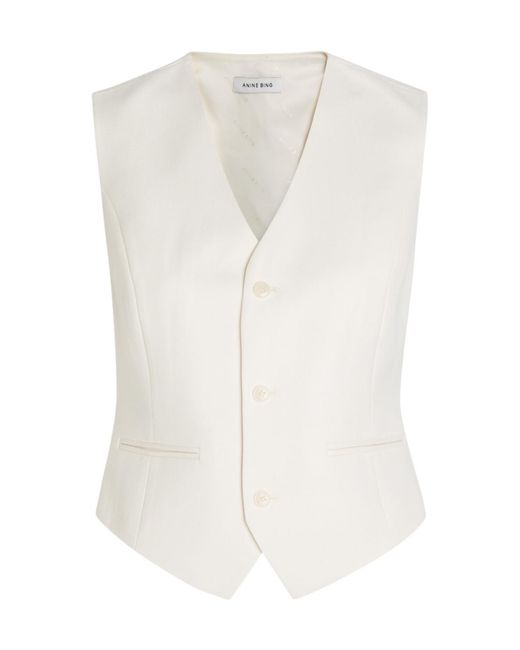 Anine Bing White Mario Woven Vest