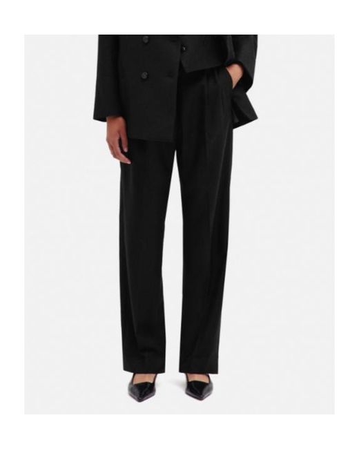 Blazé Milano Black Pinstripe-Pattern Pleated Trousers