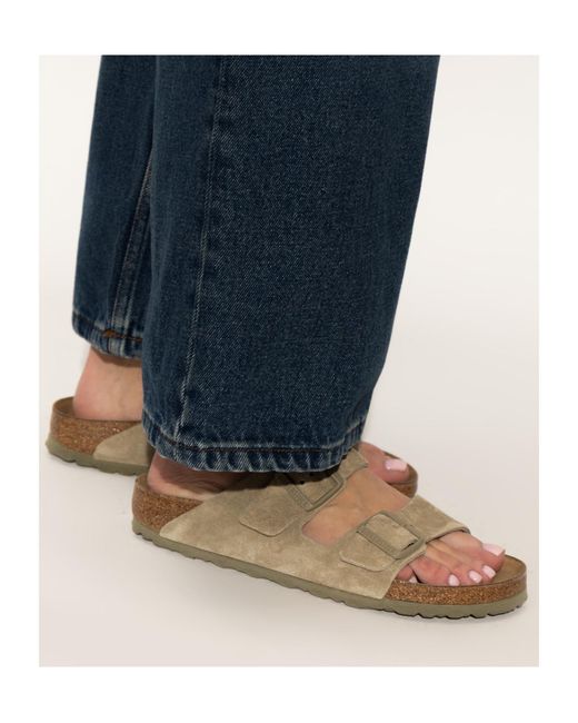 Birkenstock Green Arizona Buckled Slides