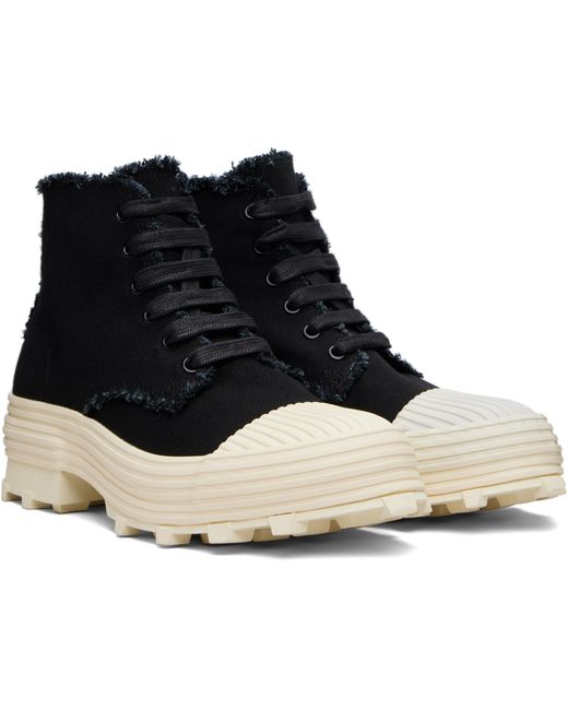 CAMPERLAB Black Traktori Frayed Lace-Up Boots for men