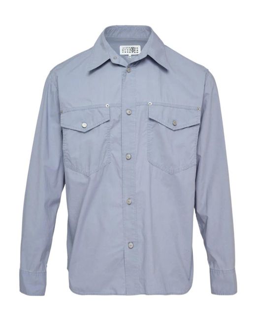 MM6 by Maison Margiela Blue Long-Sleeved Buttoned Shirt for men