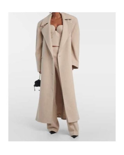 Magda Butrym Natural Double-Breasted Cashmere Coat