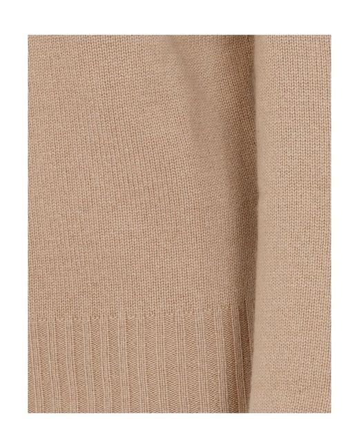 Max Mara Natural Drawstring Long-Sleeved Knitted Hoodie