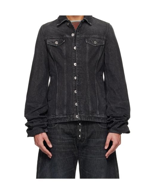 Jean Paul Gaultier Black Button-Down Long-Sleeved Denim Jacket for men