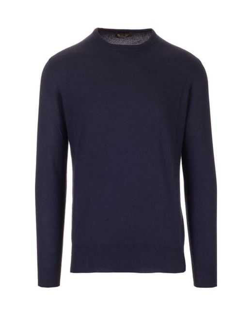 Loro Piana Blue Superlight Crewneck Knitted Jumper for men