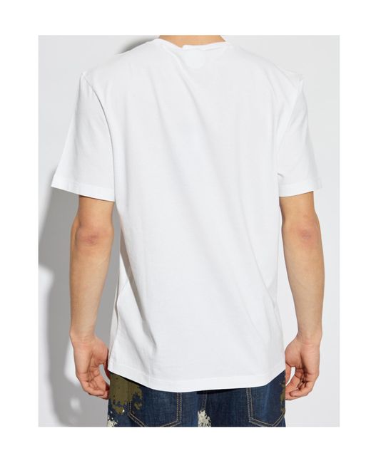 DSquared² White Logo Plaque Crewnec T-Shirt for men