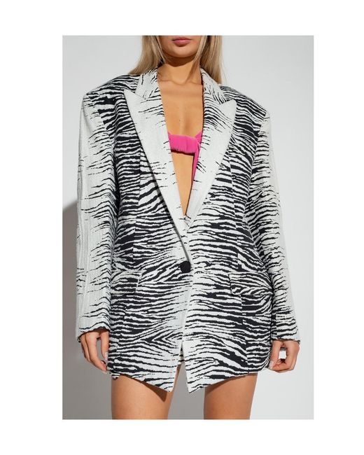 The Attico Gray The Zebra Print Single-Breasted Blazer
