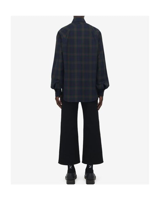 McQueen Blue Tartan T-Bar Harness Overshirt for men