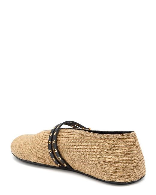 Alaïa Natural Raffia Ballet Flats