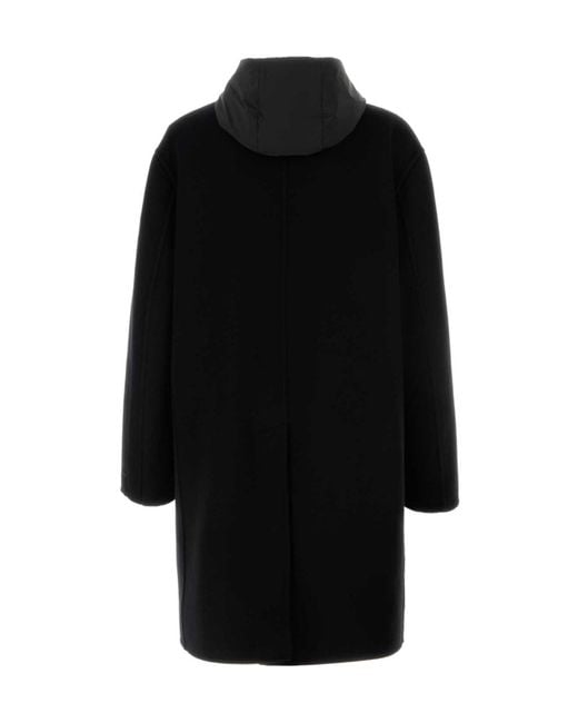 Prada Black Long Sleeved Straight Hem Overcoat for men