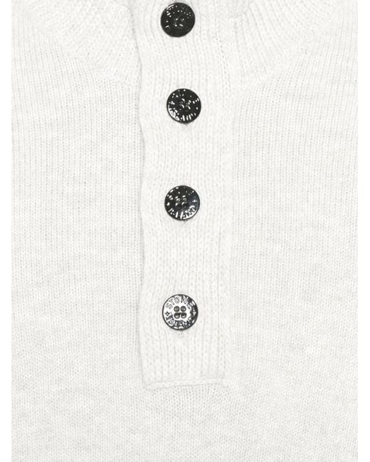 Stone Island White Soft Wool Blend Sweater for men