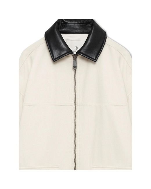 Anine Bing White Contrast Collar Zipped Jacket