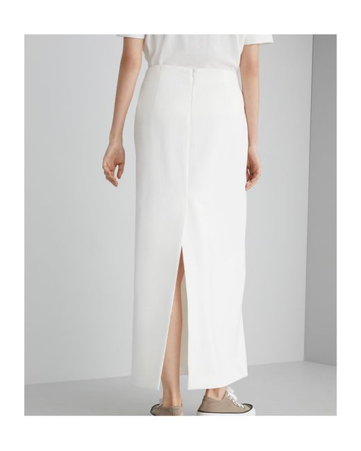Brunello Cucinelli White Cotton-crepe Maxi Skirt