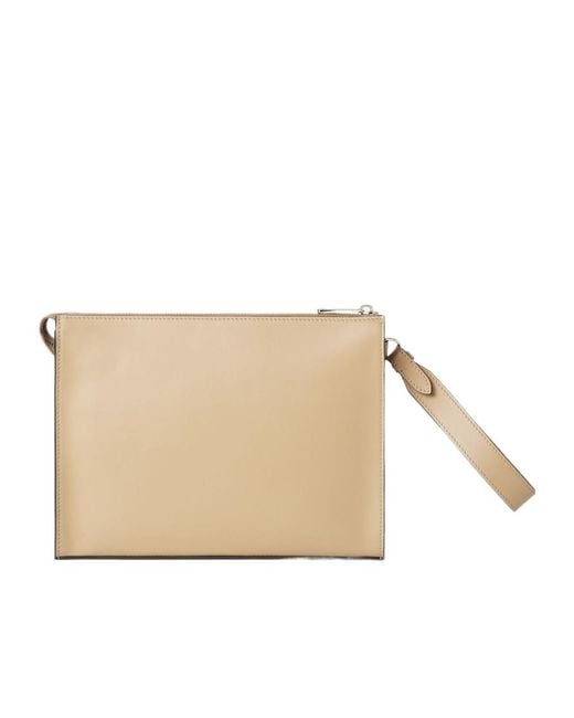 Fendi Natural Logo Plaque Zipped Clutch Bag for men