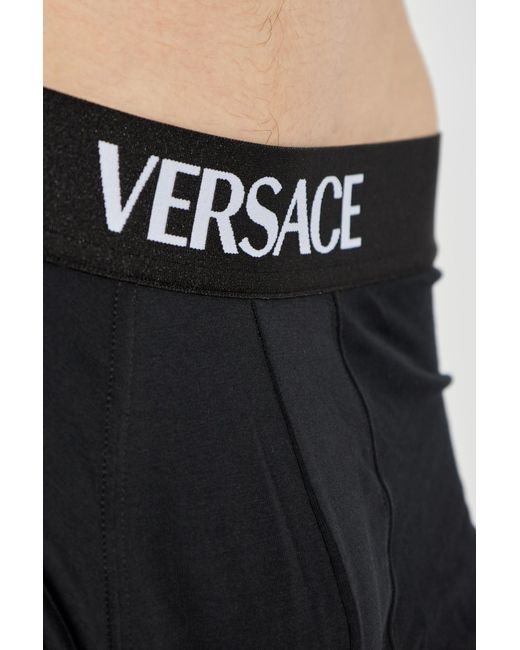 Versace Black Logo-Intarsia Pack Of Two Boxers for men