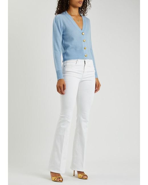 Veronica Beard White Beverly Skinny Flared-Leg Jeans