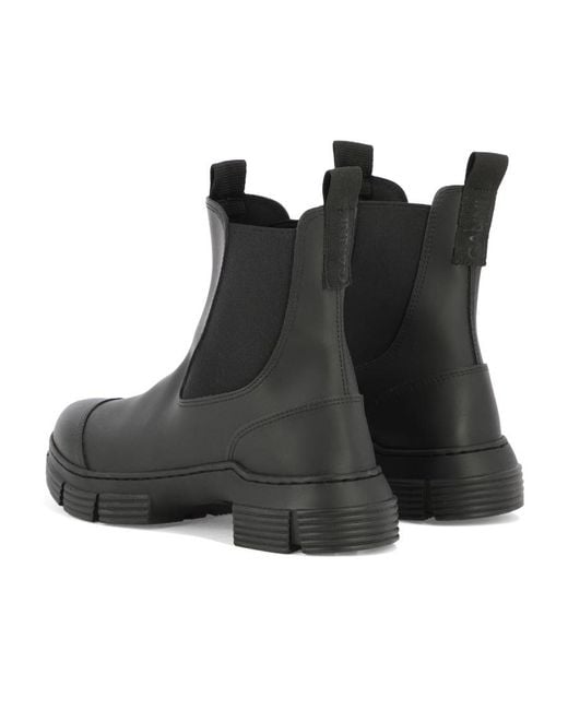 Ganni Black Citty Round-Toe Slip-On Ankle Boots