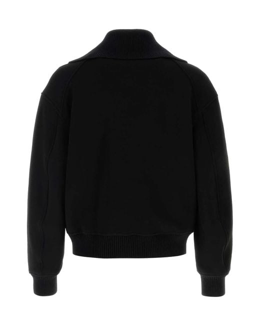 Jil Sander Black Zip-Up Wool Bomber Jacket for men