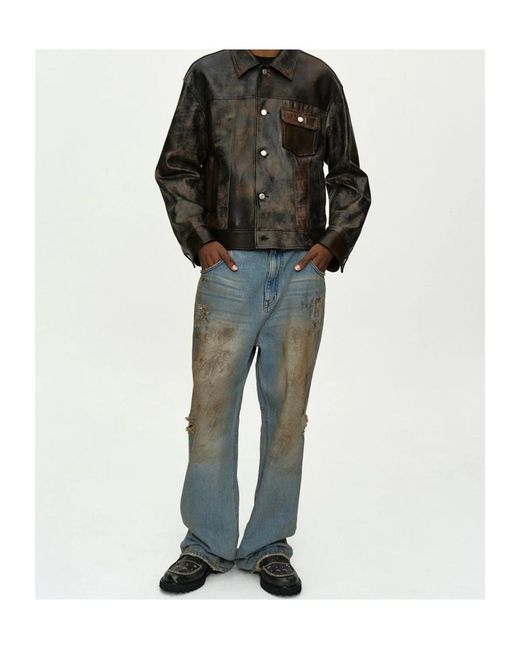 ANDERSSON BELL Blue Destroyed Wide-Leg Jeans for men