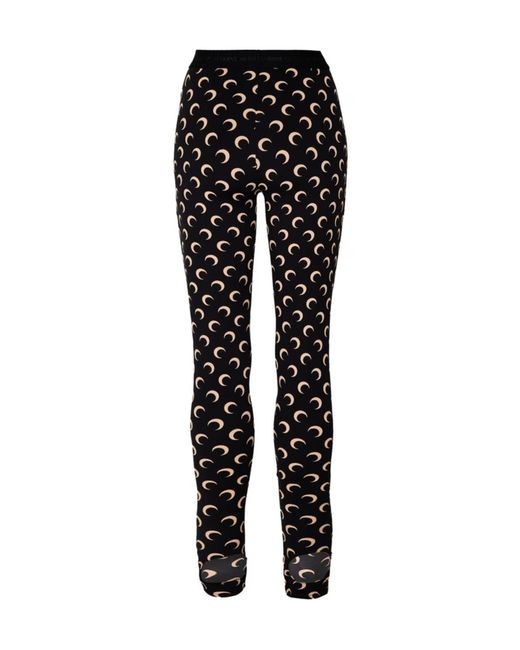 MARINE SERRE Black Moon Pattern Leggings