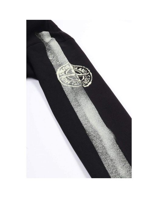 Stone Island Black Logo Printed Crewneck Sweatshirt for men