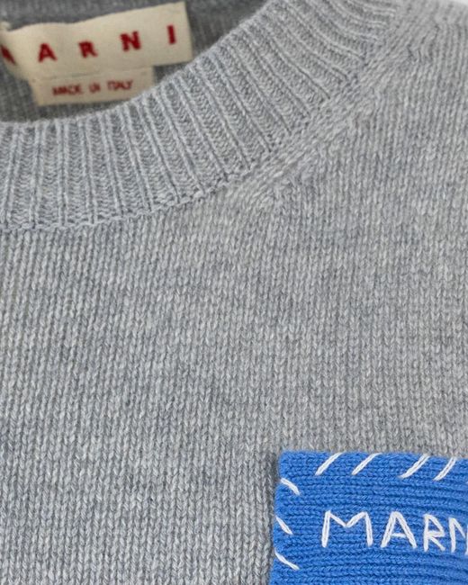 Marni Blue Logo Patch Knitted Jumper